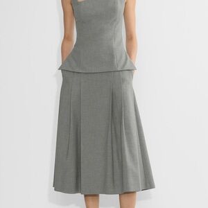 Babaton Gray A-Line Midi Skirt